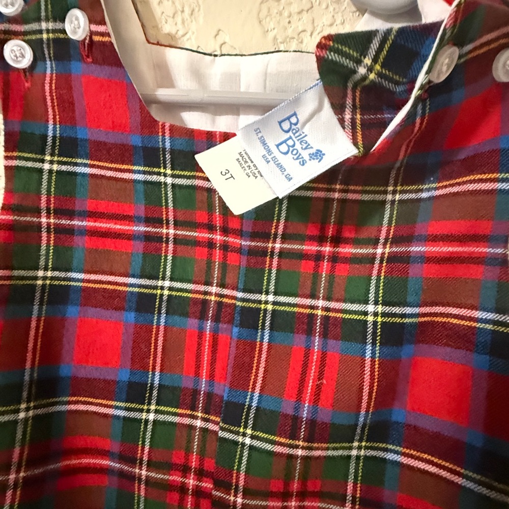 Bailey Boys Christmas Plaid Shortall